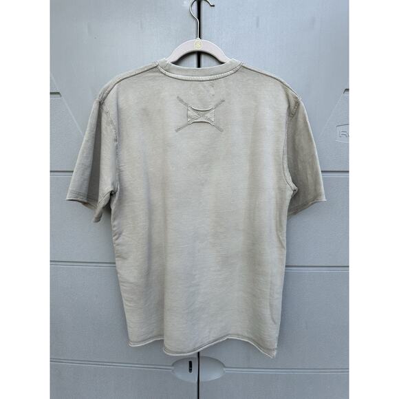 Italian Distressed Men Faded T-Shirt Sz M Sand Heavy Cotton Y2K Grunge Oversized - Picture 4 of 9
